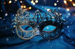 AI generated beautiful luxury carnival masquerade mask with glittery lights photo