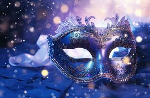 AI generated beautiful luxury carnival masquerade mask with glittery lights photo