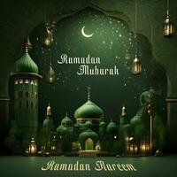 AI generated Ramadan Kareem Mosque background design, Ramadan Mubarak Greetings Post, Ramadan Celebration photo