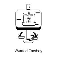 Trendy Wanted Cowboy vector