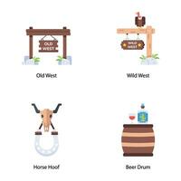 Set of Cowboy Tradition Flat Icons vector