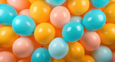 AI generated a large group of yellow and brown colored balloons photo