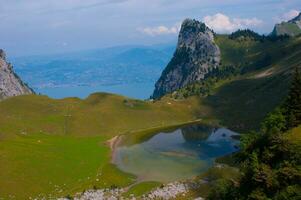 a mountain range in the background photo