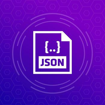 JSON file format icon for web and apps vector