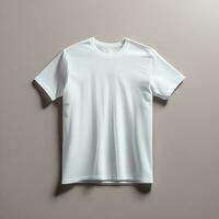 AI generated A clean, white t-shirt laid out flat with photo