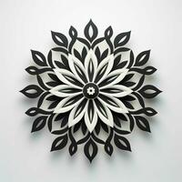 ai generado 2d plano grueso florido negro circulo en un blanco antecedentes foto