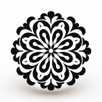 AI generated 2D flat thick ornate black circle on a white background photo