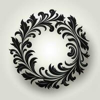 AI generated 2D flat thick ornate black circle on a white background photo