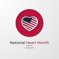 National American Heart Month Background Vector Illustration