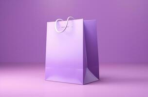 AI generated purple paper bag on a purple background photo