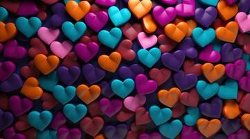 AI generated a colorful hearts wallpaper of all different types and color photo