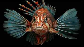 AI generated Lionfish underwater wallpaper background photo