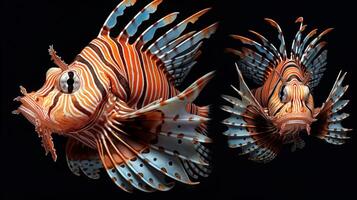 AI generated Lionfish underwater wallpaper background photo