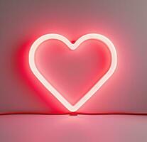 AI generated a heart neon sign is lighted up on a pink background photo