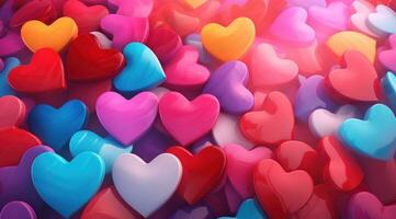 AI generated a large crowd of colourful hearts photo