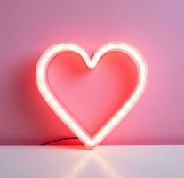 AI generated a heart neon sign is lighted up on a pink background photo