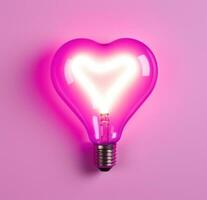 AI generated a heart neon sign is lighted up on a pink background photo