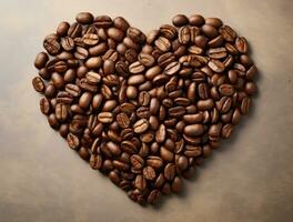 ai generado corazón conformado café frijoles hecho fuera de frijoles foto