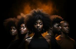 ai generado un imagen es mostrado de negro personas con afros, foto