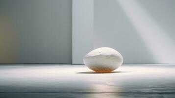 AI generated a rock sits in front of some white walls photo