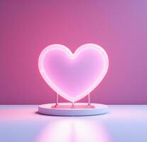 AI generated a heart neon sign is lighted up on a pink background photo