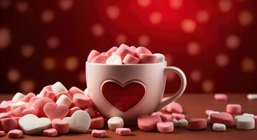 AI generated a cup of mug with marshmallows and candy photo