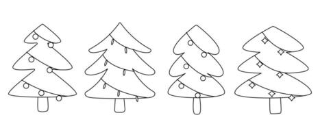 various christmas tree outline for coloring book, element and illustration vector