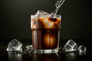 AI generated coffee drink with ice cubes. Pro Photo