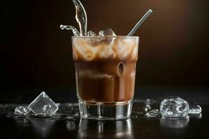 AI generated coffee drink with ice cubes. Pro Photo