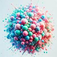 ai generado explosión de de colores esférico burbuja chicle, resumen de colores antecedentes foto