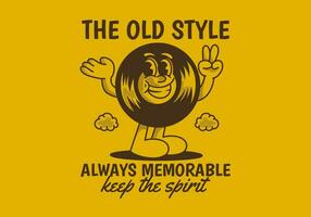 The old style always memorable. Character illustration of vinyl with happy expression vector