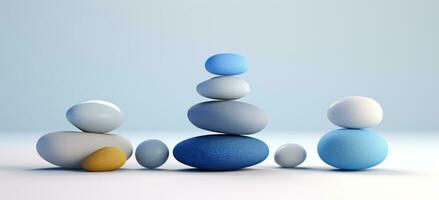 AI Generated stack of blue and white stone. Stone Balance photo