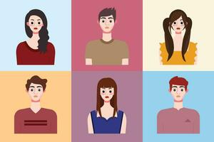 Set of avatars of young people in flat style. Vector illustration