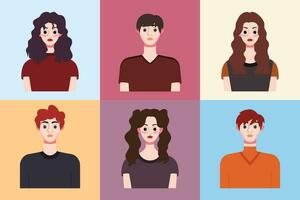 conjunto de avatares de joven personas en plano estilo. vector ilustración