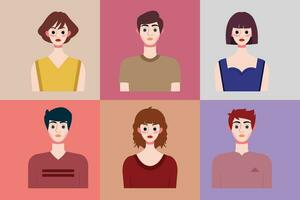 Set of avatars of young people in flat style. Vector illustration