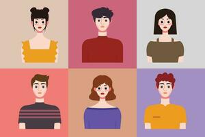 Set of avatars of young people in flat style. Vector illustration