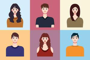 Set of avatars of young people in flat style. Vector illustration