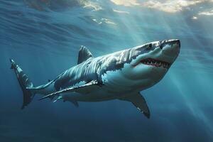 AI generated Great White Shark underwater images photo