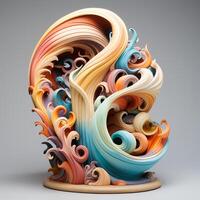 AI generated abstract sculpture on white backrgound photo