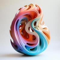 AI generated abstract sculpture on white backrgound photo