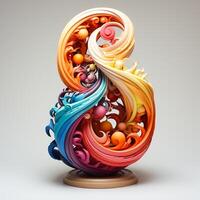 AI generated abstract sculpture on white backrgound photo