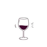 Hand Drawn illustration of wine glass icon. Doodle Vector Sketch Illustration