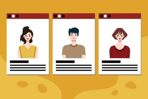 Set of social media profile templates with people avatars. Vector illustration