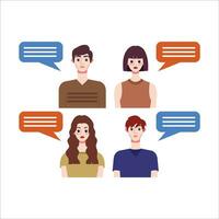 Group of people with speech bubbles. Vector illustration in flat style.