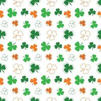 Seamless pattern with colored shamrocks isolated on a white background. St. Patrick's Day Print. Vector illustration Web