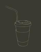 Vector isolated illustration of takeaway coffee cup with white outline.