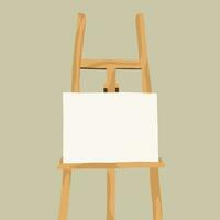 Vector illustration of easel with white canvas.