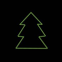 Vector isolated illustration of Christmas tree with neon effect.