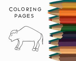 Vector isolated illustration of bison animal coloring page.