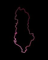 Vector isolated illustration of Albania map with neon effect.